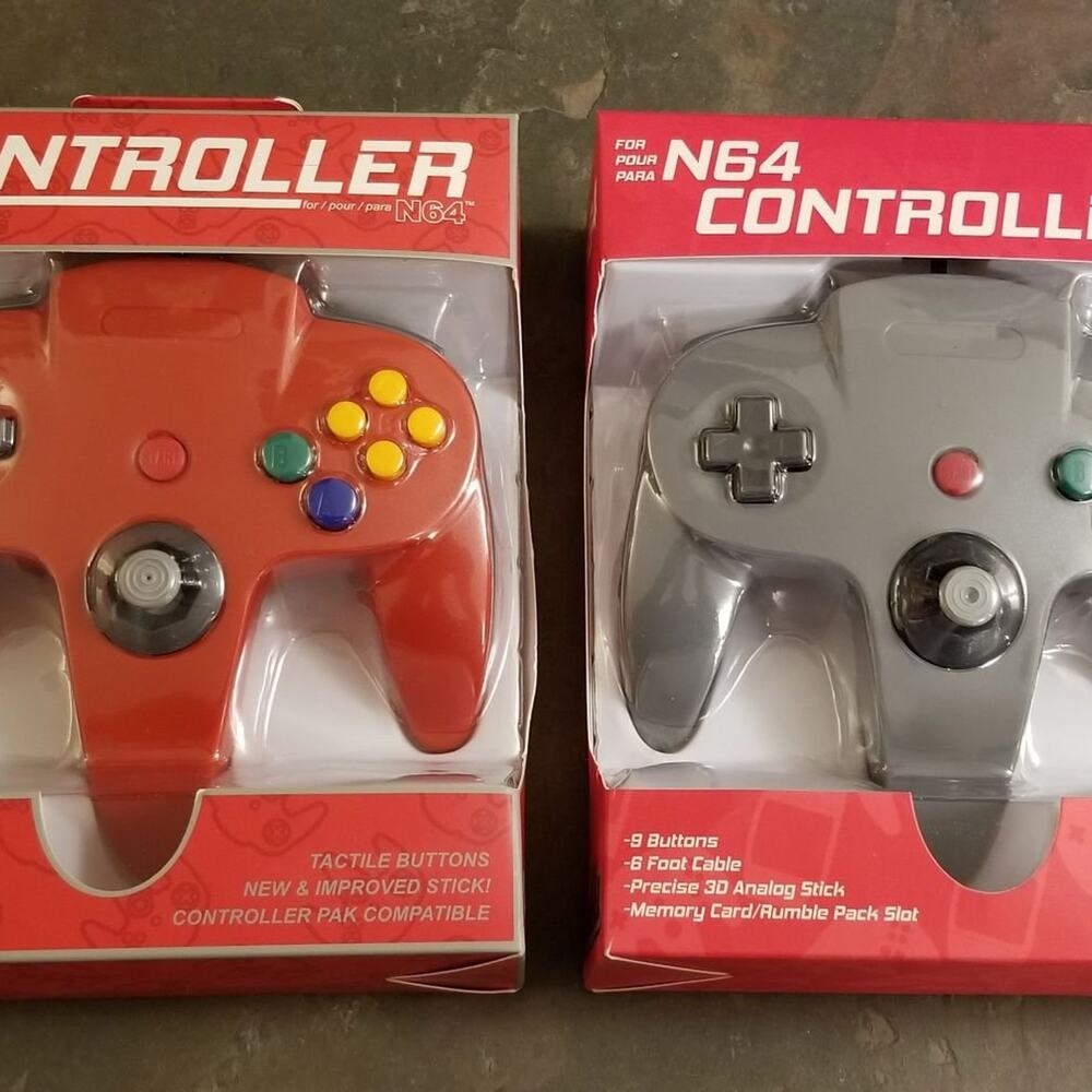 2 N64 Controllers - Red & Grey (NEW) - Nintendo - Nintendo64 - Old Skool